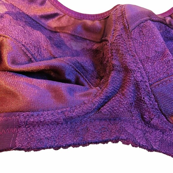 #4596 PURPLE COMFORT CHOICE BRA NON WIRE LACE SIZE 40C - Picture 6 of 9
